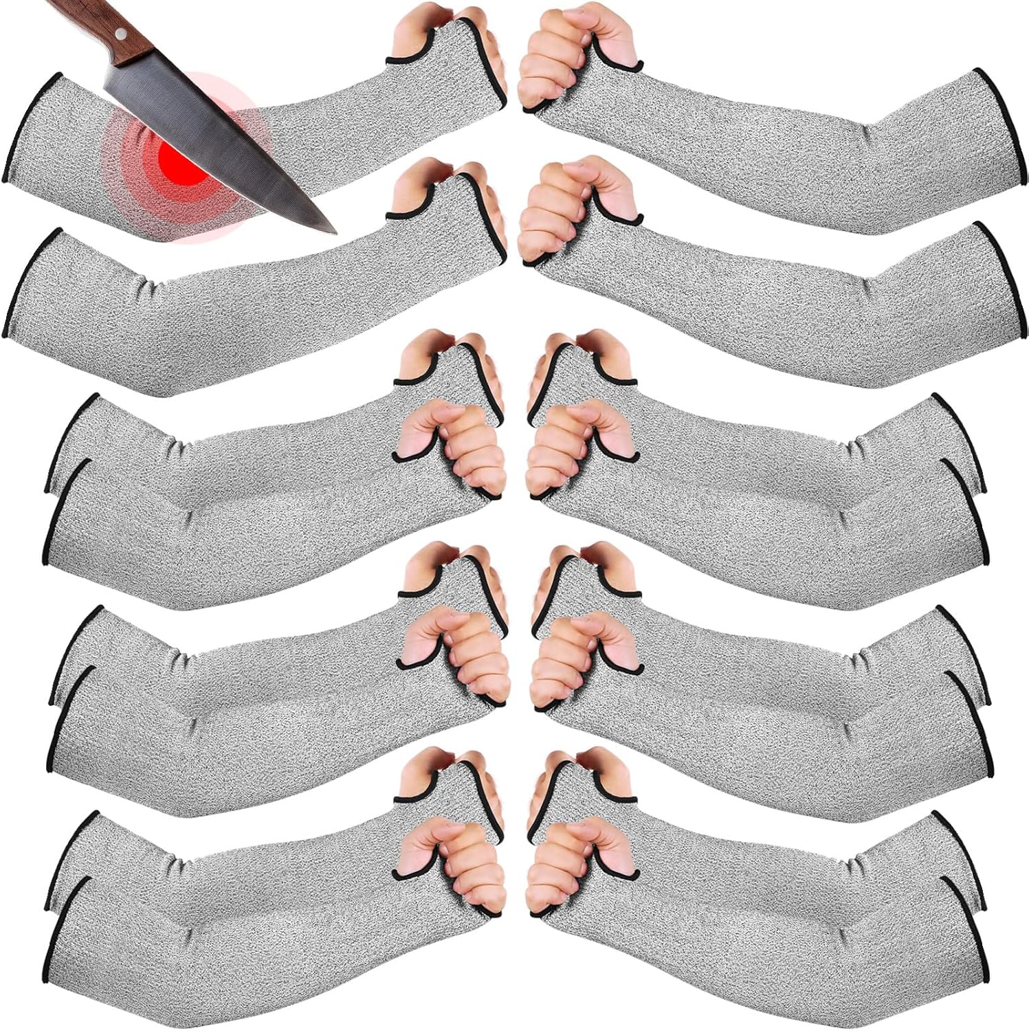 JaGely 6 Pairs Level 5 Cut Resistant Sleeves for Arm Protection