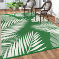 GENIMO Outdoor Rug 9ft x 12ft Reversible Palm Leaf Patio Rug