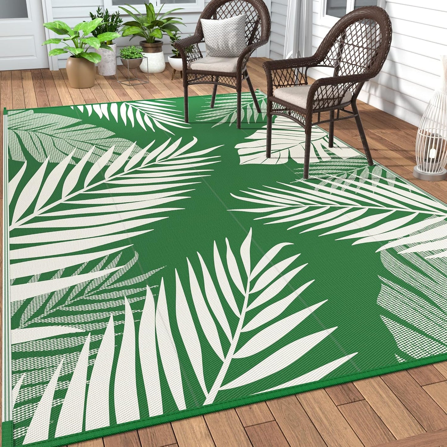 GENIMO Outdoor Rug 9ft x 12ft Waterproof for Patios and More