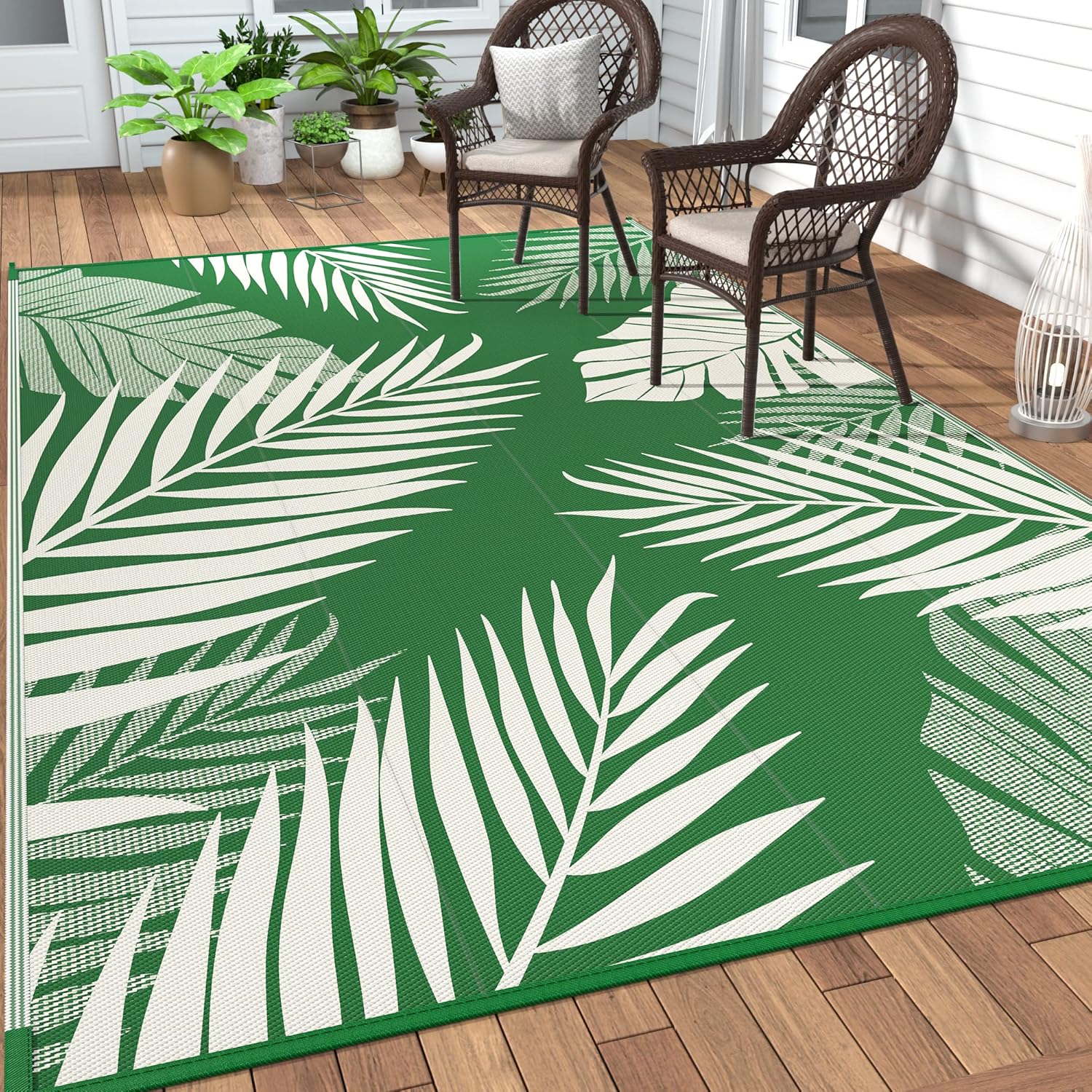 GENIMO Outdoor Rug 9ft x 12ft Waterproof for Patios and More