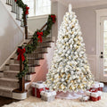 Kadunmina 8ft Pre-lit Flocked Christmas Tree - Full Snow-Covered Look