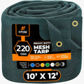 Xpose Safety Heavy Duty Green Mesh Tarp 10ft x 12ft - 70% Shade