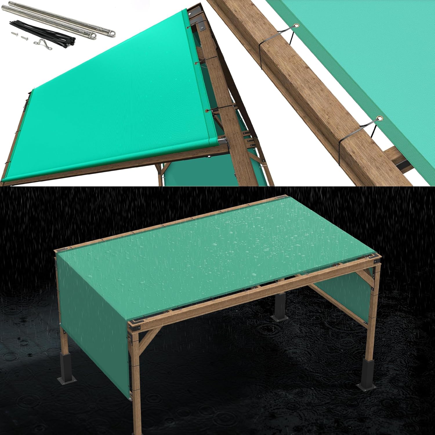 Turquoise Waterproof Pergola Sun Shade Canopy Replacement Cover