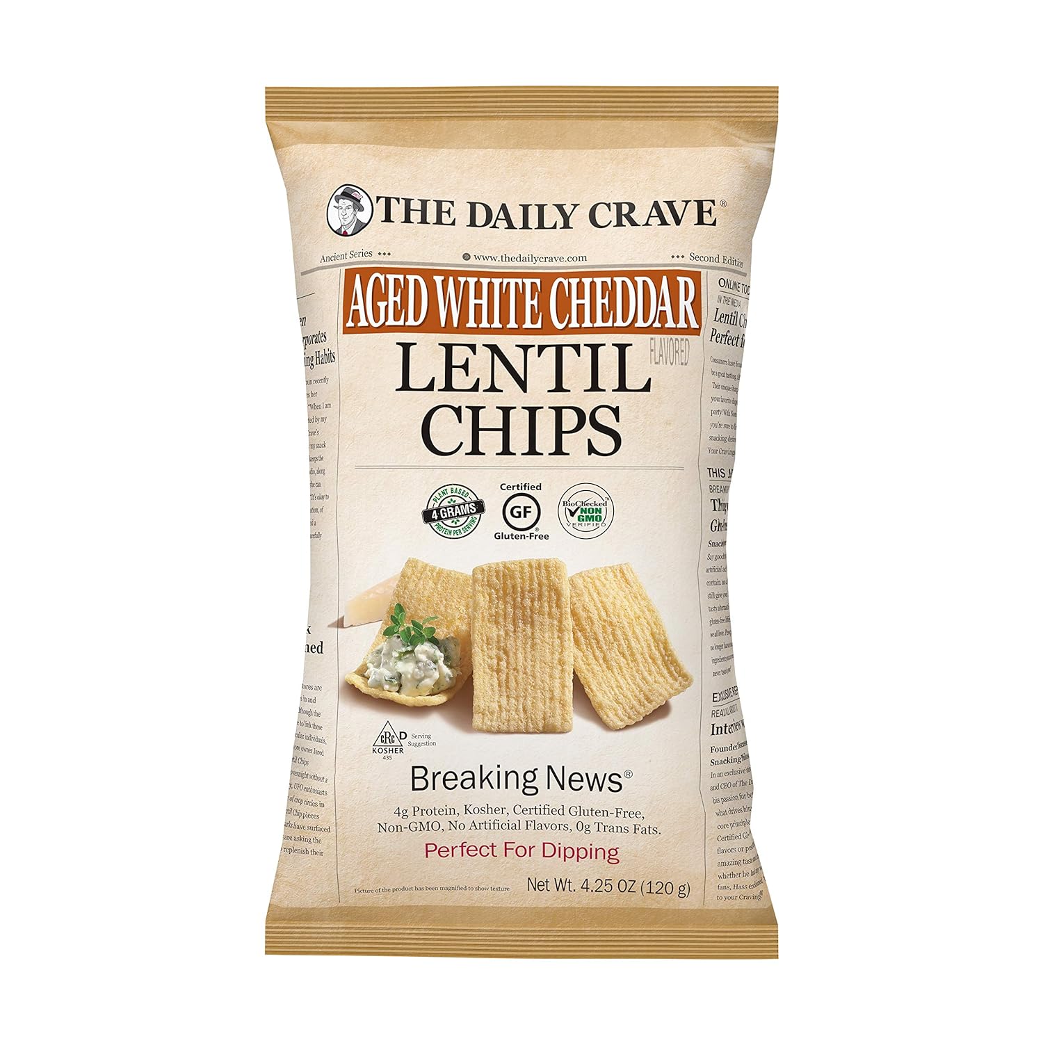 Aged White Cheddar Lentil Chips - Crunchy & Gluten-Free Snack