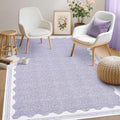 Scalloped 3x5 Washable Rug - Non-Slip Low-Pile Indoor Mat