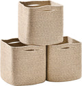11 Inch Cube Storage Bins - Foldable Woven Cotton Rope Organizers