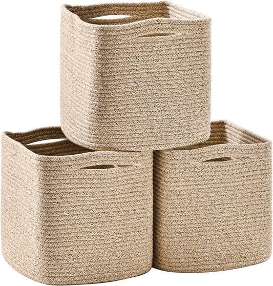 11 Inch Cube Storage Bins for Organizing Shelves and Toys