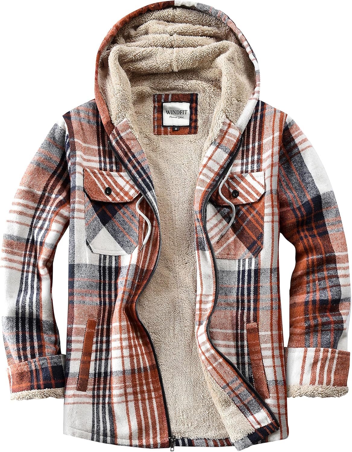 Women's Full Zip Fleece Flannel Jacket with Sherpa Lining
