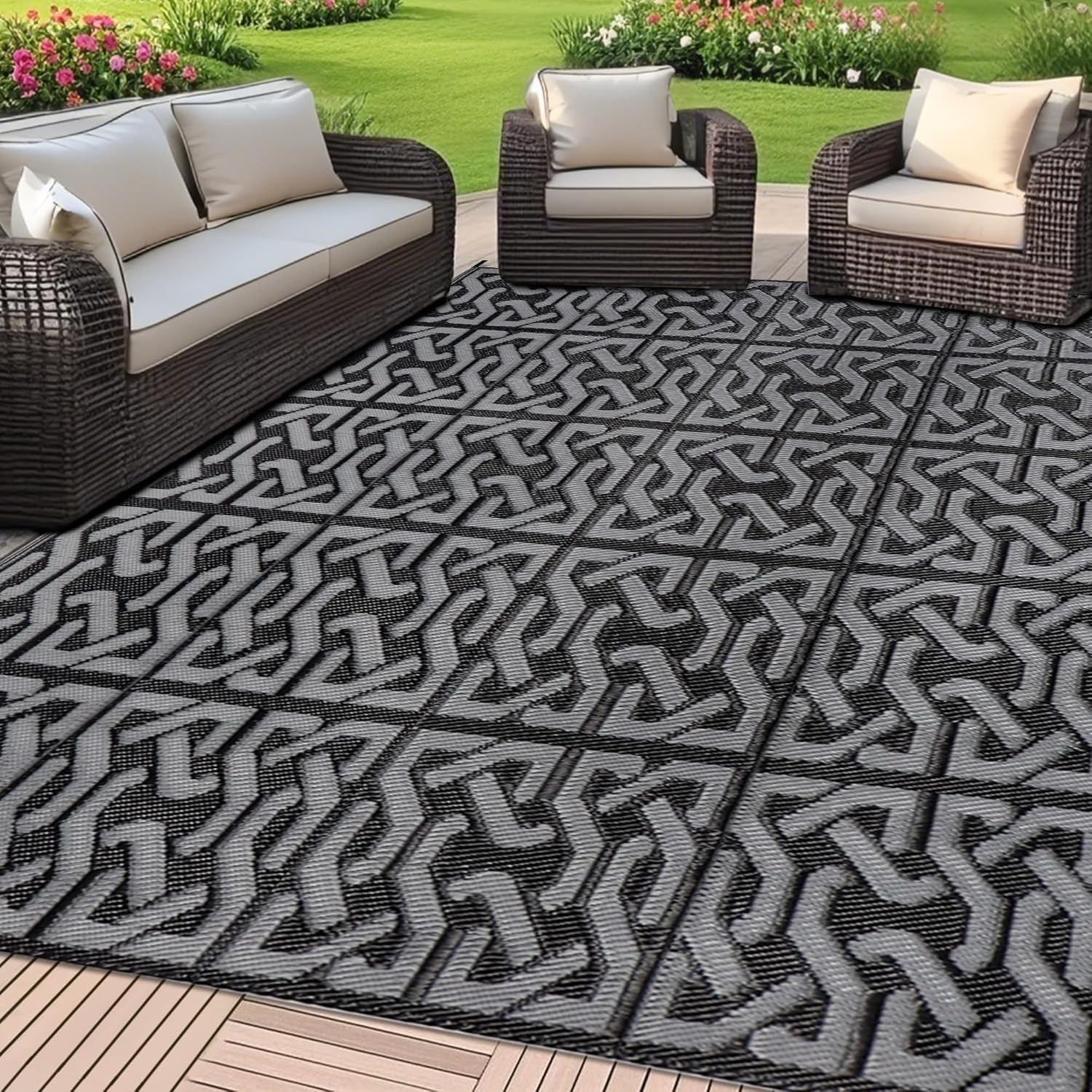 SAND MINE Reversible Mats for Outdoor and Indoor Use, 9ft x 12ft