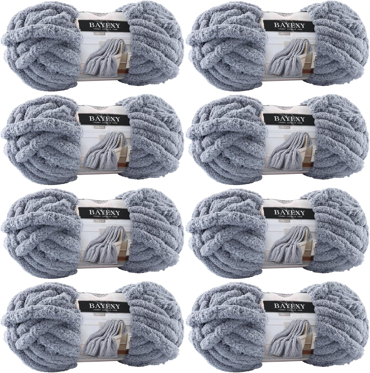 Chunky Chenille Yarn for Hand Knitting - Soft Blanket Yarn