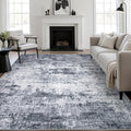 8x10 Area Rug Living Room Rug - Washable Modern Abstract Grey