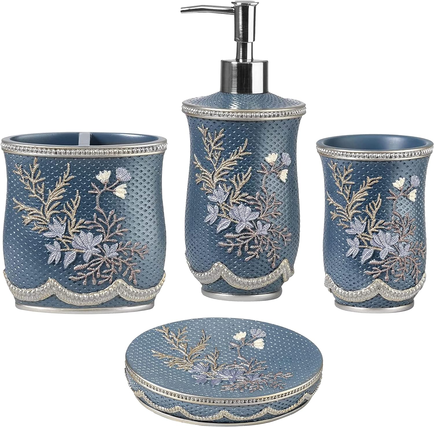 Capri Bathroom Accessories Set - Modern Classic Royal Blue Design