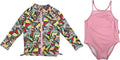 SwimZip Girls Long Sleeve Rash Guard & 1-Piece Swimsuit - UPF 50