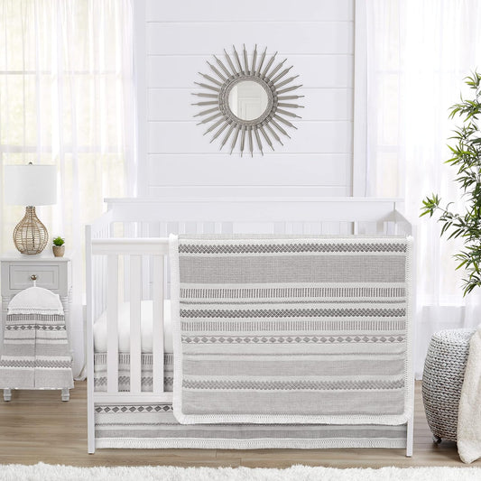 Grey Boho Tribal Baby Crib Bedding Set for Modern Nurseries