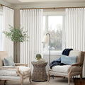 Ivory White Pinch Pleated Linen Curtain Panel 70x84 in - Semi Sheer