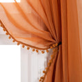 Linen Look Pom Pom Sheer Curtains - Soft Light Filtering Panels
