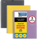 Five Star Interactive Notetaking Spiral Notebooks, 3 Pack - Durable