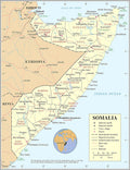 Palmetto Posters 24x31 Laminated Somalia Map Poster - Large Detailed