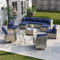 12-Piece Patio Furniture Set with Swivel Chairs and Ottomans - Modular