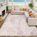 Pink and Grey 6x8 Living Room Rug - Washable Medallion Distressed Area