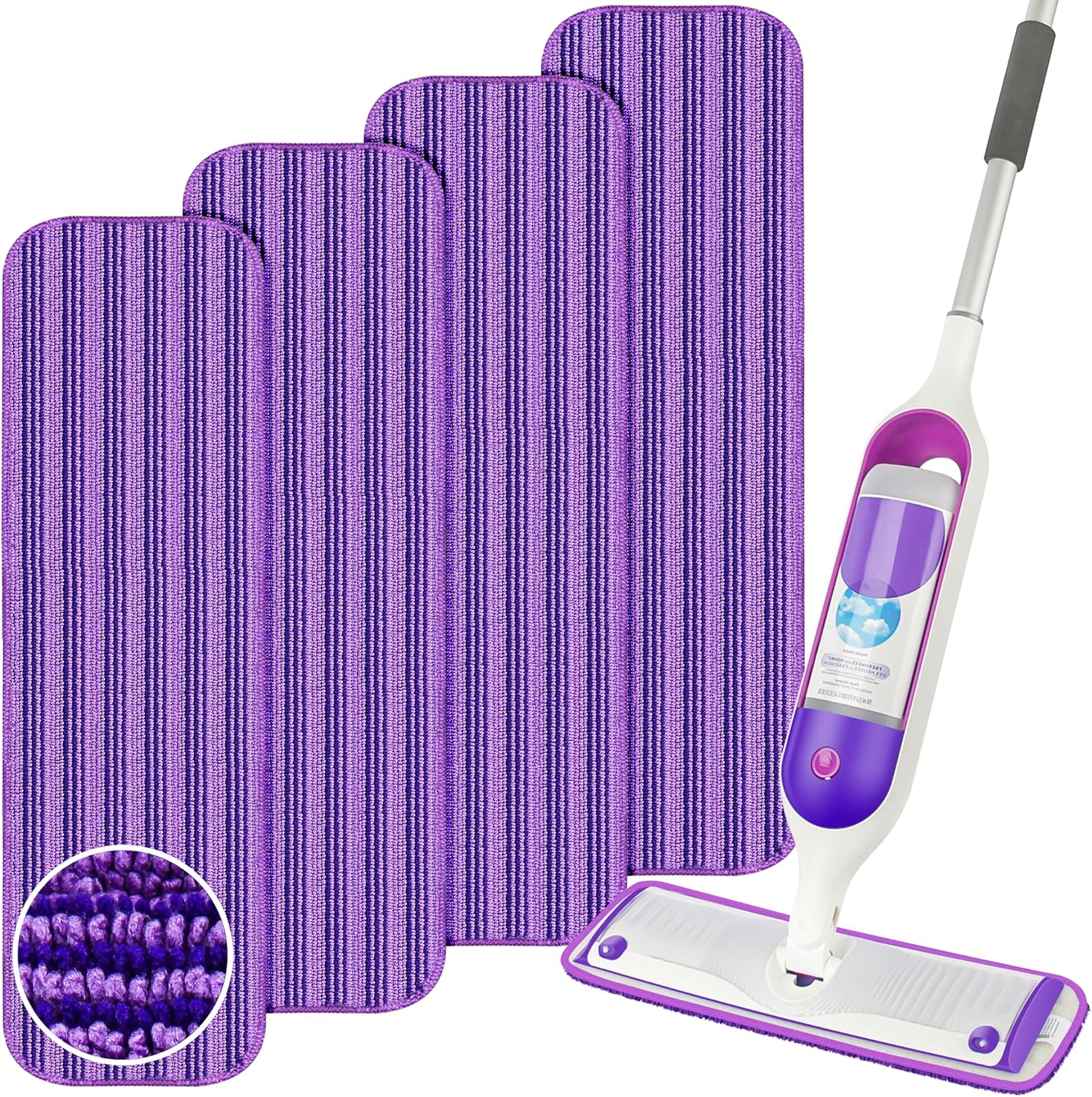 4pk Washable Microfiber Mop Pads - Multi-Surface Cleaning