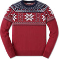 Boys Cotton Knit Pullover Sweater Striped Snowflake - Cozy Fit