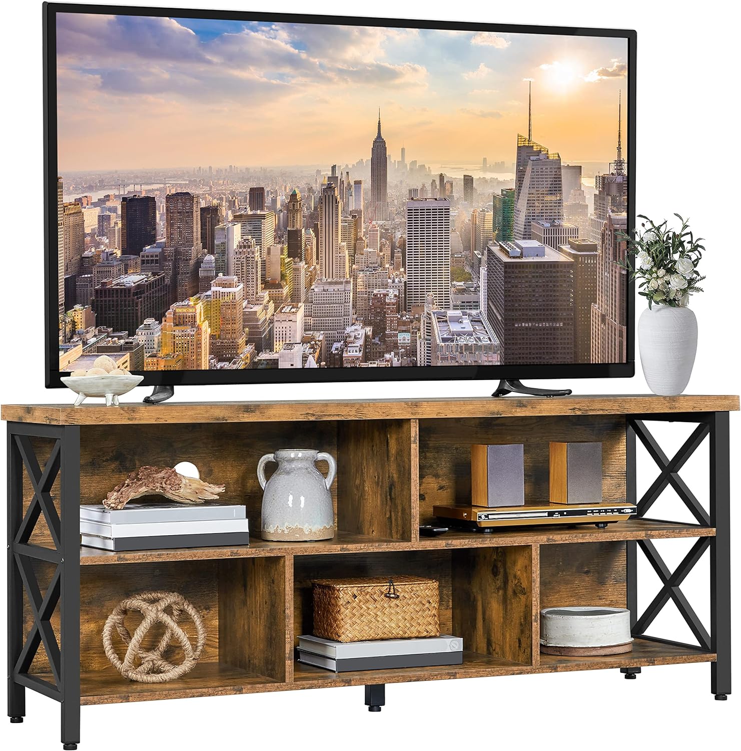 Industrial Rustic TV Stand for 65 Inch TV by Yaheetech
