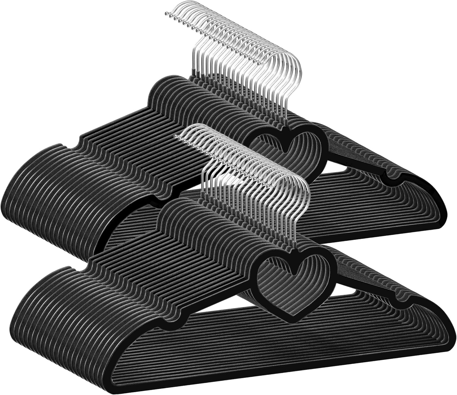 Black Velvet Hangers 50 Pack - Non Slip Slim Clothes Hanger