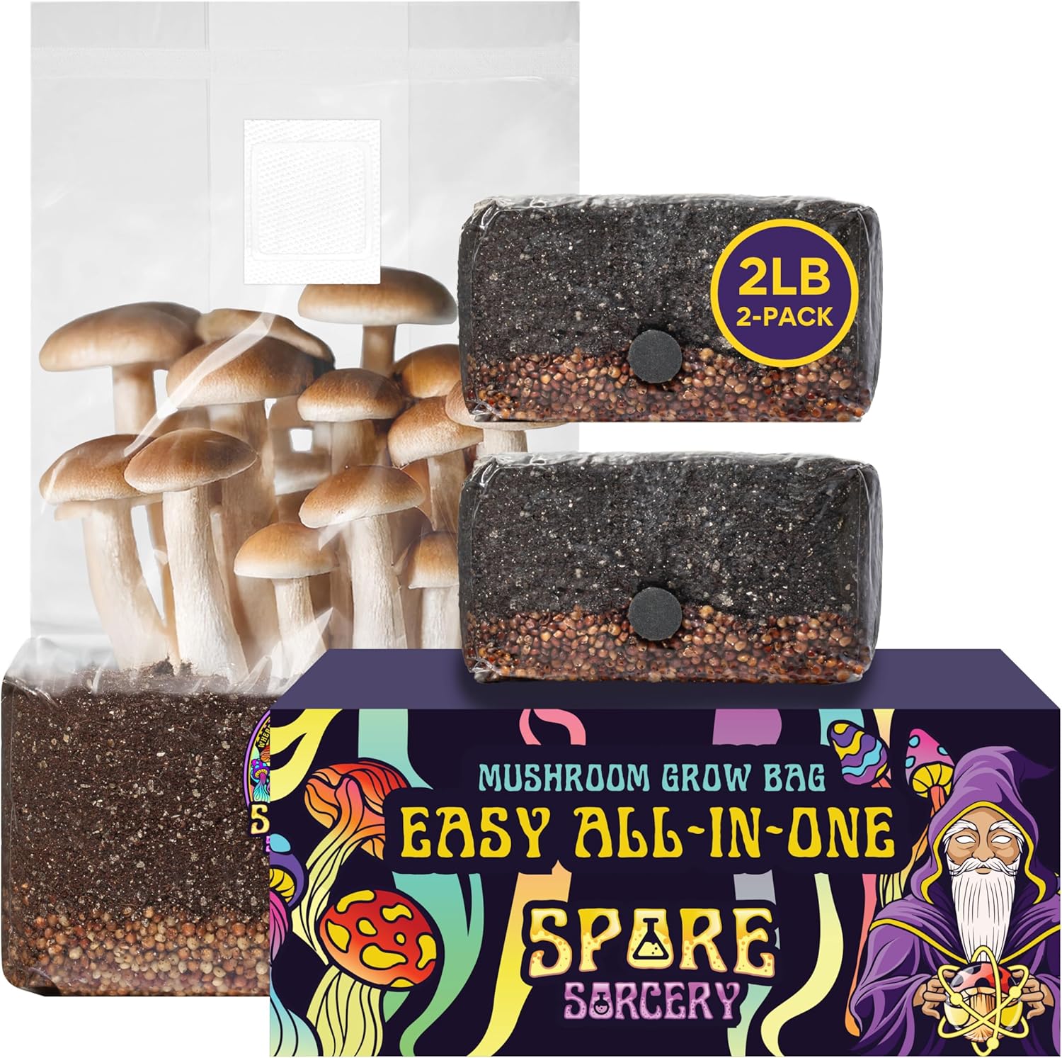 2 LB 2-Pack All-in-One Grow Bag for Fresh Mushroom Cultivation