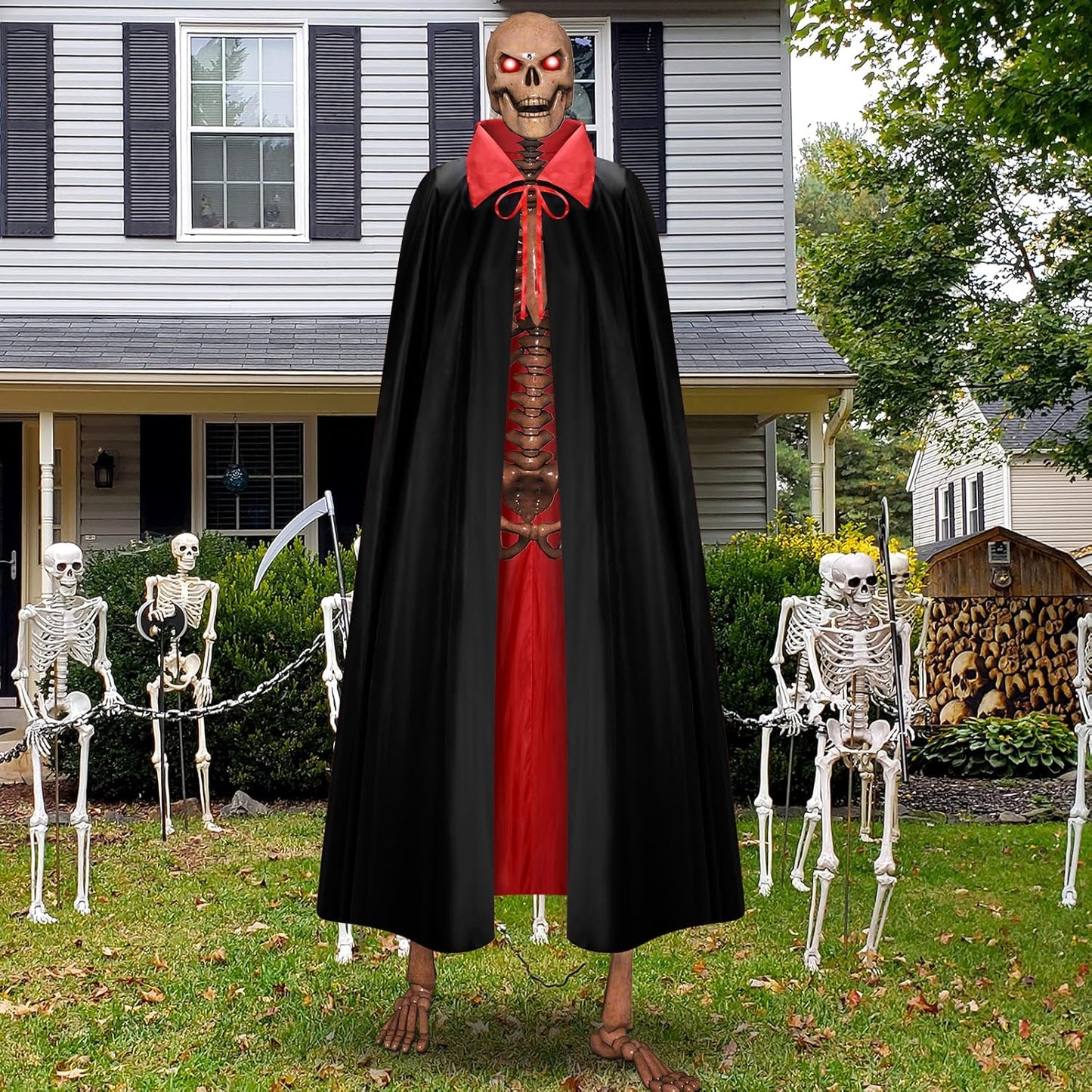 12 ft Skeleton Vampire Cloak Costume for Halloween Decor