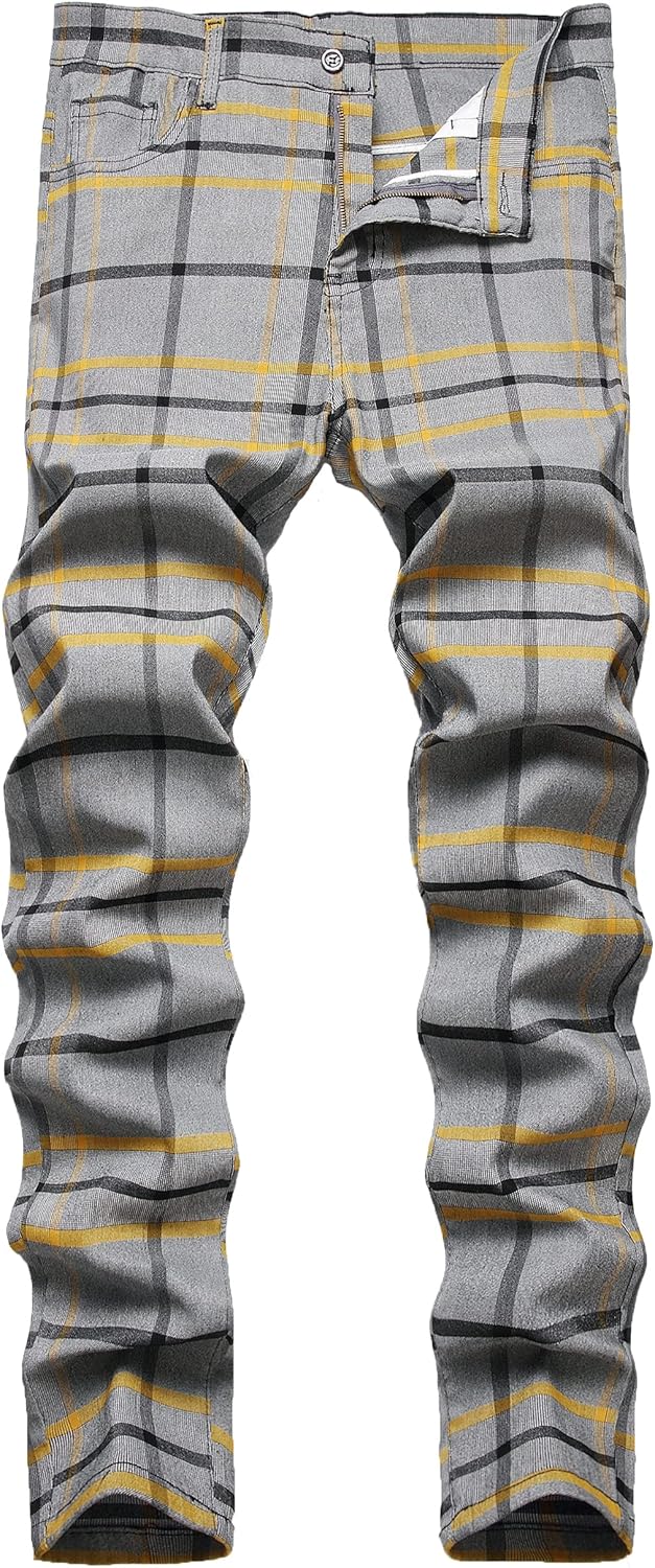 Stylish Skinny Fit Plaid Pants for Men - Perfect for Any Occasion