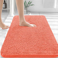 OLANLY Bathroom Rug 36x24 in Coral - Soft Absorbent Chenille Bath Mat