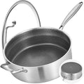 LOLYKITCH 7 Quart Tri-Ply Stainless Steel Saute Pan with Lid - Even