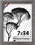 Barnwood Gray 7x34 Picture Frame.75 in Wide - Classic Solid Wood Frame