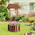 VINGLI Wooden Wishing Well Outdoor Planter - Rustic Yard Cover