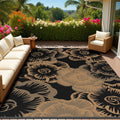 Outdoor Rug 5x8 Waterproof Patio Mat - Reversible Floral Patio Rug