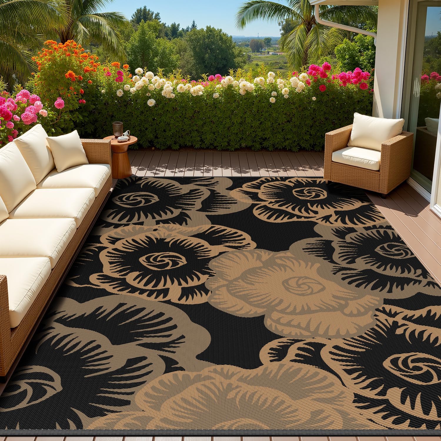 MontVoo Outdoor Rug 8x10 Waterproof Patio Rug for Versatile Use