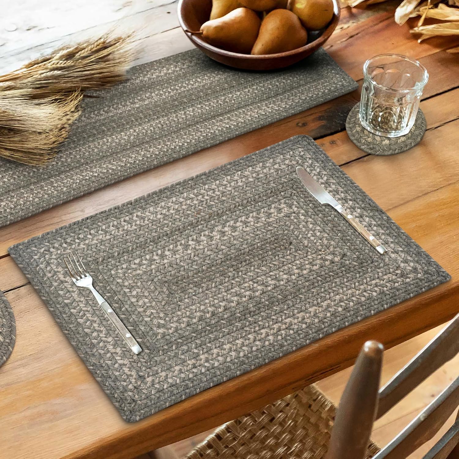 Grey Cloud Jute Woven Placemats for Elegant Dining Decor