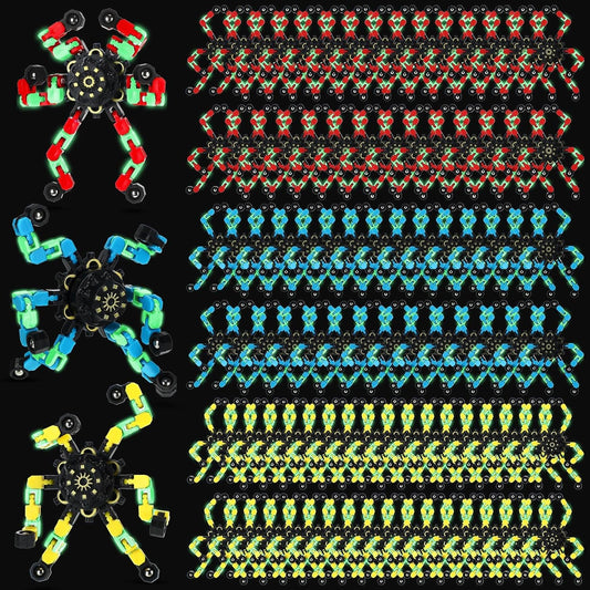 Glowing Transformable Chain Robot Fidget Spinner Set - Stress Relief for Adults & Kids!