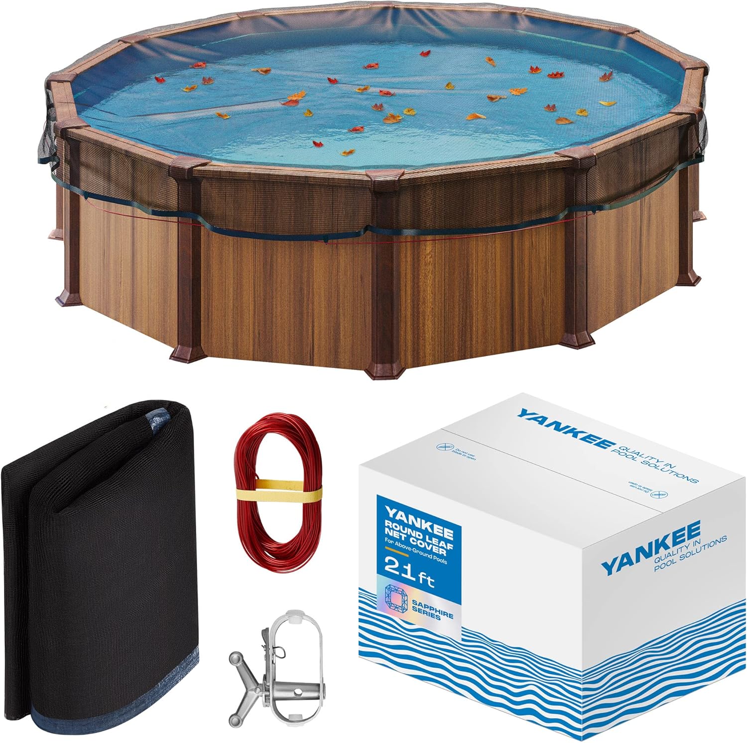 Yankee Pool Leaf Net Cover for 21 Ft Round Pools A)