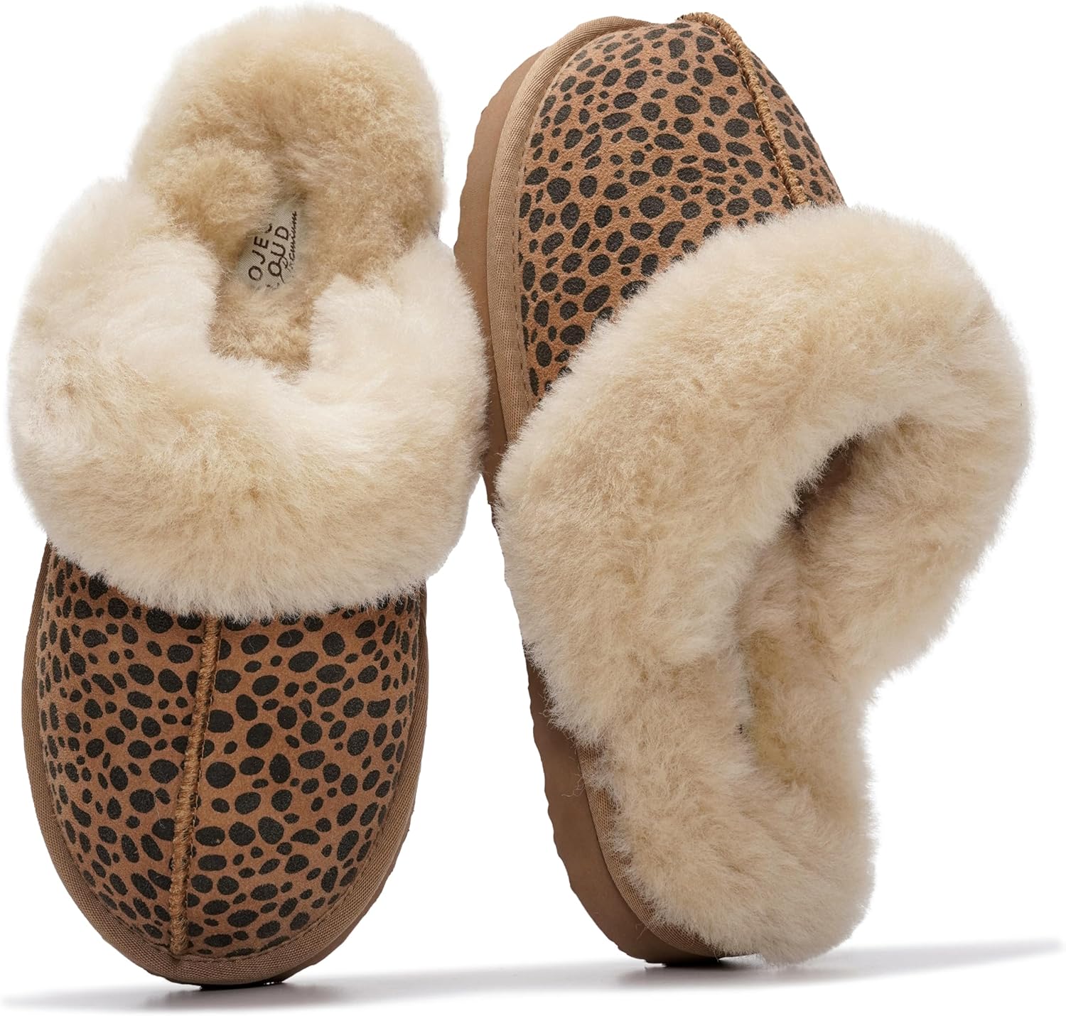 Project Cloud Genuine Leather Slippers for Women with Fur Lining