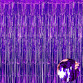 4 Pack Purple Foil Fringe Curtain Backdrop - Shiny Photo Booth