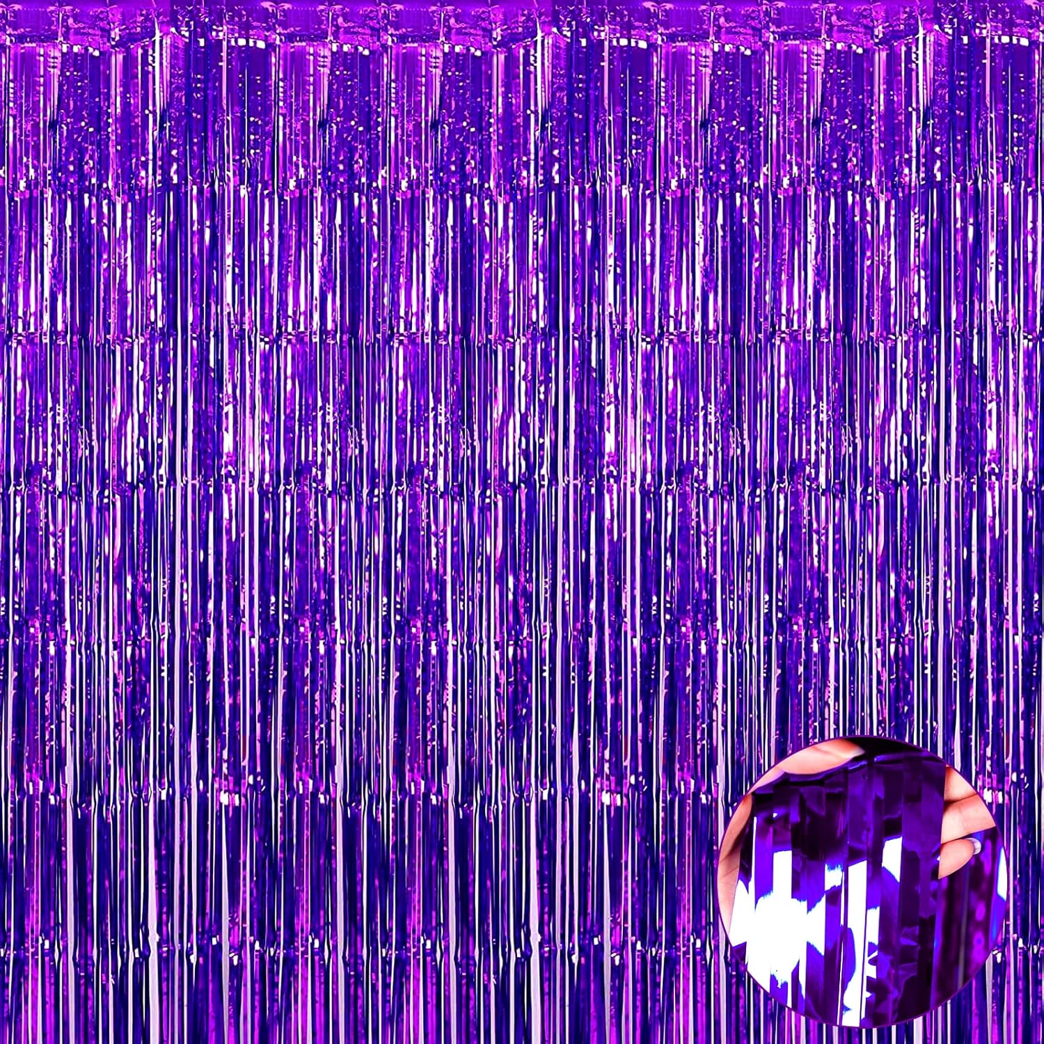 4 Pack Purple Foil Fringe Curtains - Halloween Party Essential!