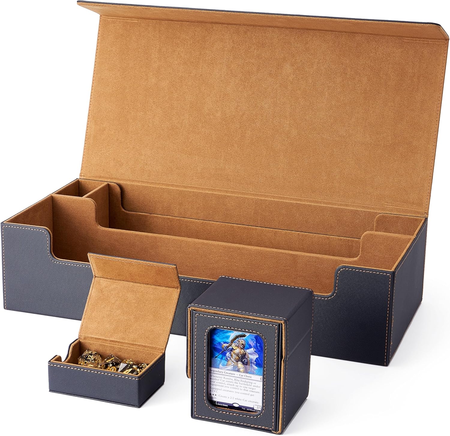 Venssu MTG Deck Box for 5 Decks with Playmat and Dice Storage