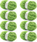 Chunky Chenille Yarn 8 Pack Green - Super Bulky 28 yds Skeins