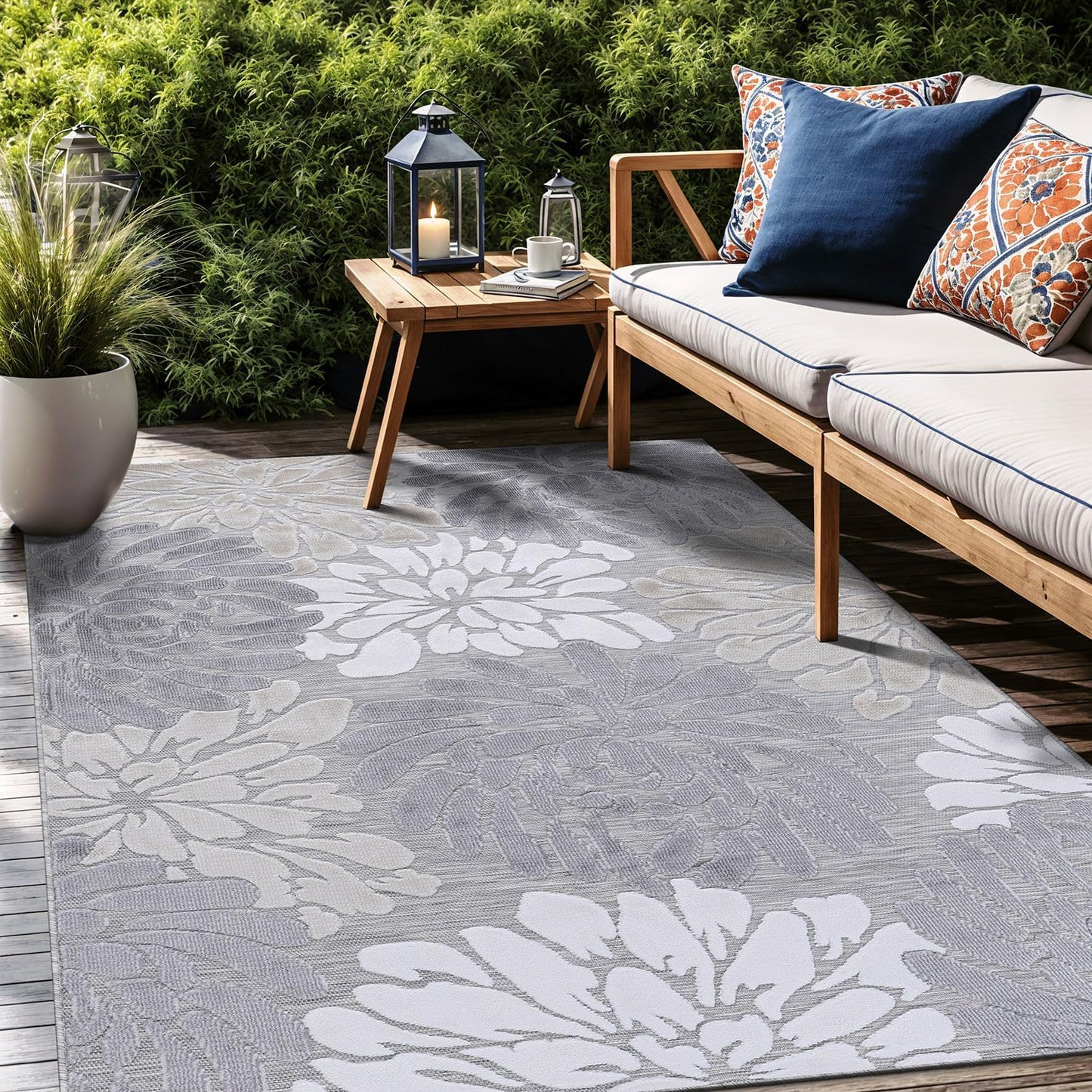 Floral Indoor Outdoor Rugs 9x12 Large Area Rug for Every Space