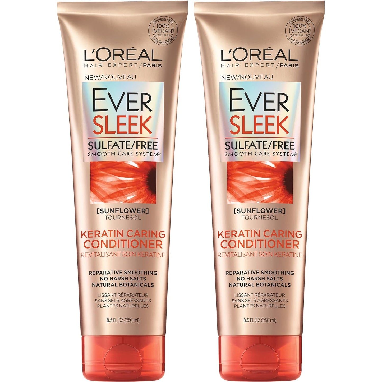 L'Oreal Paris EverSleek Keratin Conditioner Duo, Sunflower Oil