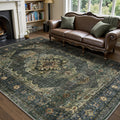 Olive Green 5x7 Area Rug for Living Room Bedroom - Washable and Non