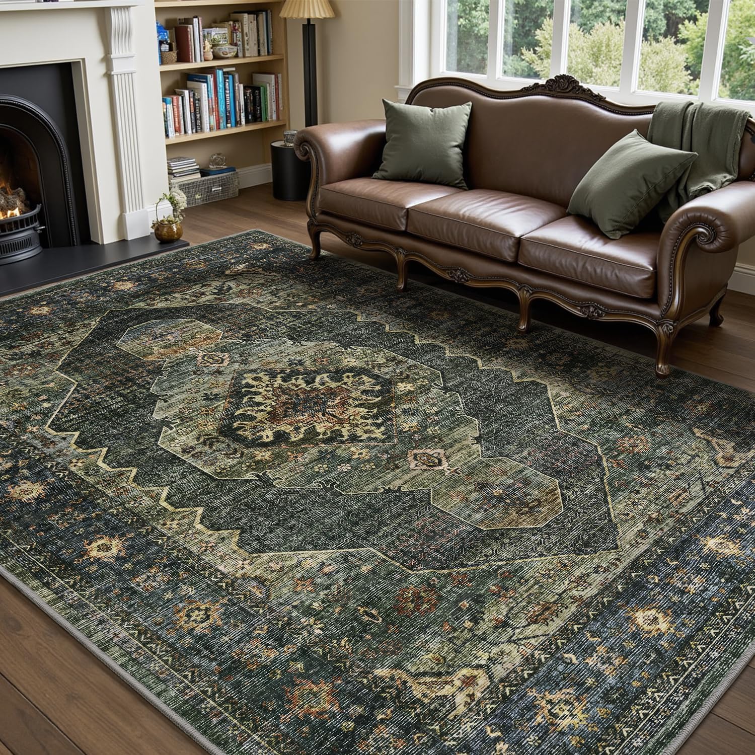 Olive Green 5x7 Area Rugs for Living Room and Bedroom Comfort