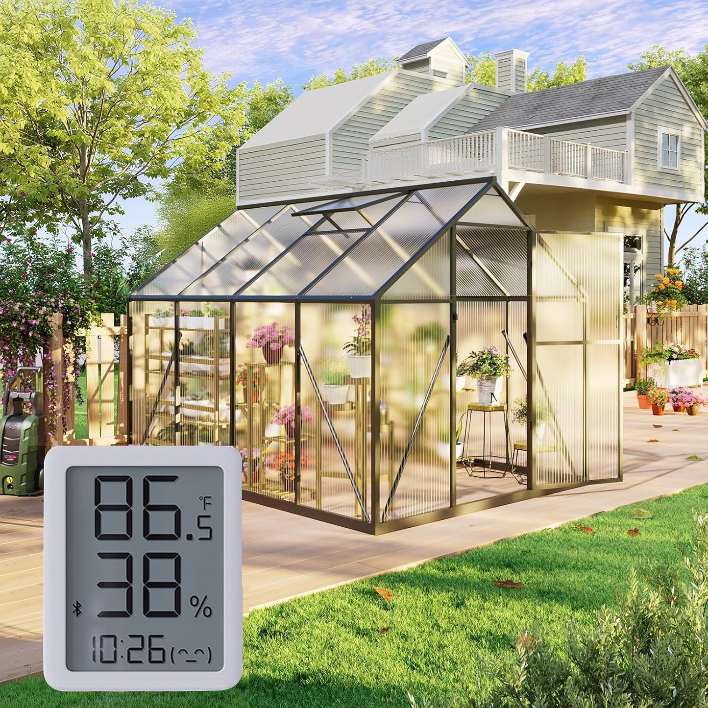 6x8FT Outdoor Greenhouse with Vented Roof for Gardening